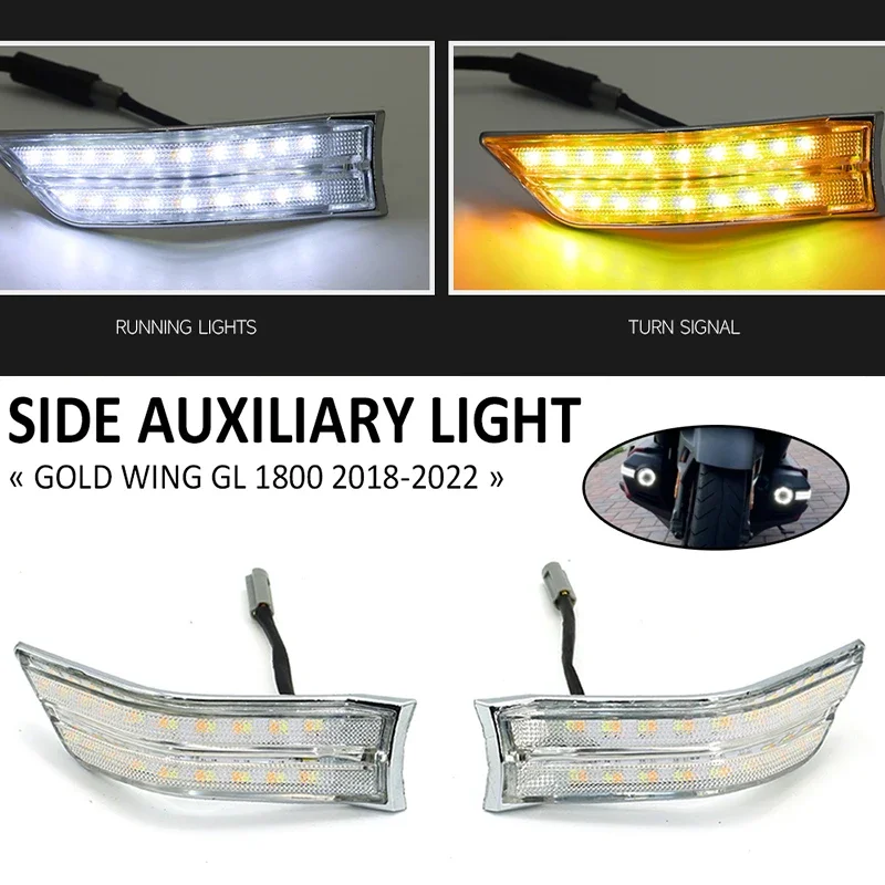 Zlaté krídlo motocyklové hmlové svetlo Strana pomocného LED diódy LED Signály Dekoratívne kazateľské svetlo pre Honda Goldwing GL1800 GL 1800 2018-2022