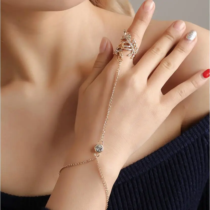 Zlaté strieborné farby Openwork Leaf Love Link retiazka Náramky pre ženy