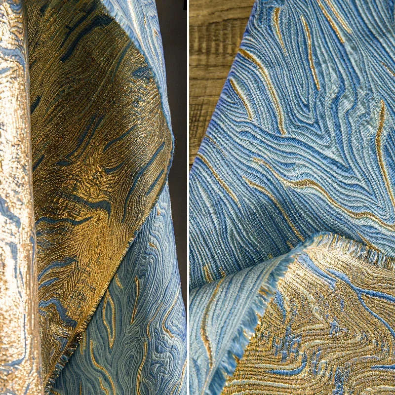 Zlaté vlákno mikro svetlo Jacquard Tkanina trojrozmerná textúra olejomaľba