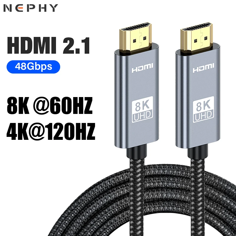 Zlatý 8k 60 Hz HDMI 2.1 Kábel pre televíznu skrinku/ Fire Stick PS4 PS5 Xbox High Speed ​​4K 120 Hz dlhý video drôt 2M 3M 5M HDR HDCP Arc