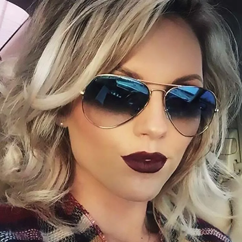 Zlatý gradient Slnečné okuliare Men Originálny klasický značkový dizajnér kovový pilot slnečné okuliare pre ženy svetlo modré okuliare Vintage odtiene