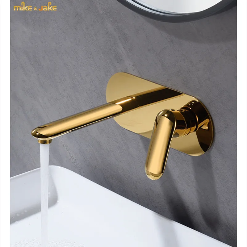 Zlatý kohútik v stene typu Cold and Hot Faucet W toalety Washbasin Wall Out Faucet Gun Grey Light Luxusný vietor v kohútikovej stene