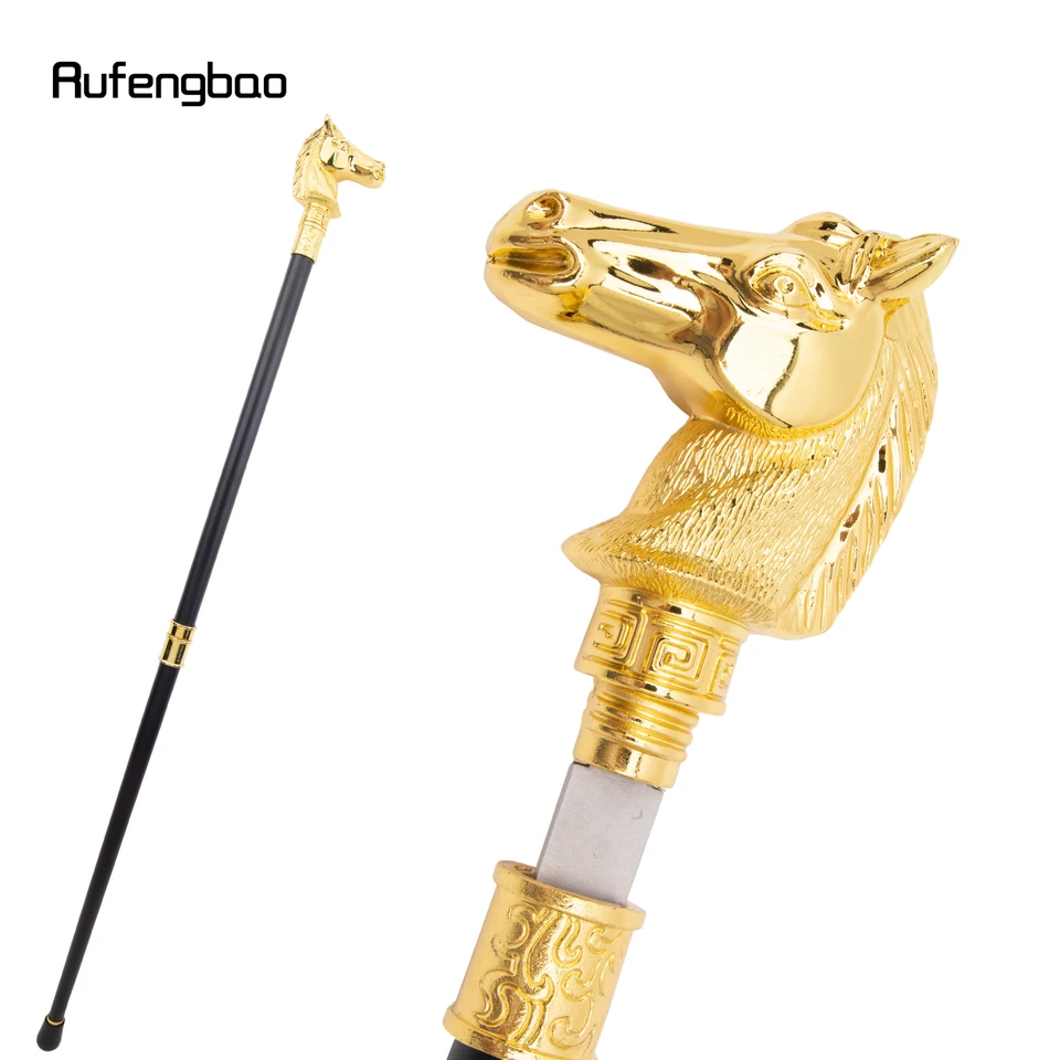 Zlatý pretekársky kôň štetinová chôdza chôdza s tyčkou so skrytou tanierou sebaobrana móda trstiny Cosplay Crosier Stick 93 cm