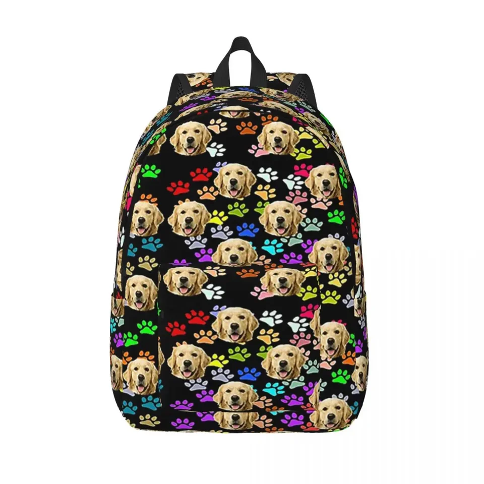 Zlatý retriever pes vtipný roztomilý batoh tváre pre materskú školu Študent základnej školy študent bookbag chlapče dievča deti DETS CYNAS DAYPACK