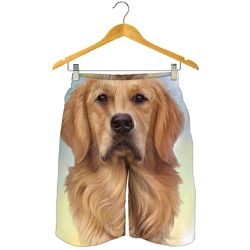 Zlatý retriever portrét 3D tlačí plážové kraťas