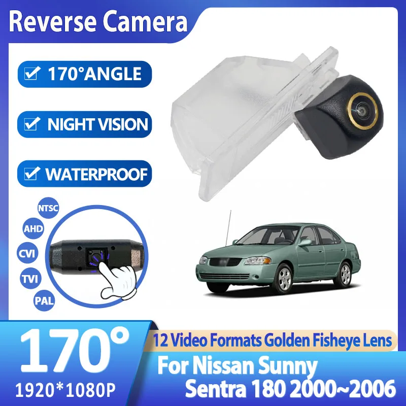 Zlatý rybársky objektív Zadný pohľad na kameru pre Nissan Sunny Sentra 180 2000 ~ 2005 2006 AHD Night Vision Revers Backup Parking Parking Camera