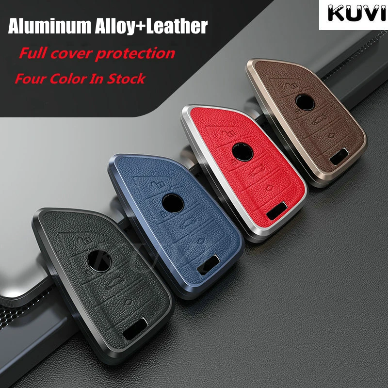 Zliatinové kožené auto vzdialené kľúče kryt kľúča FOB FOB pre BMW X1 X3 X5 X6 X7 1 3 5 6 7 Series G20 G30 G11 F15 F16 G01 G02 F48 Keyles