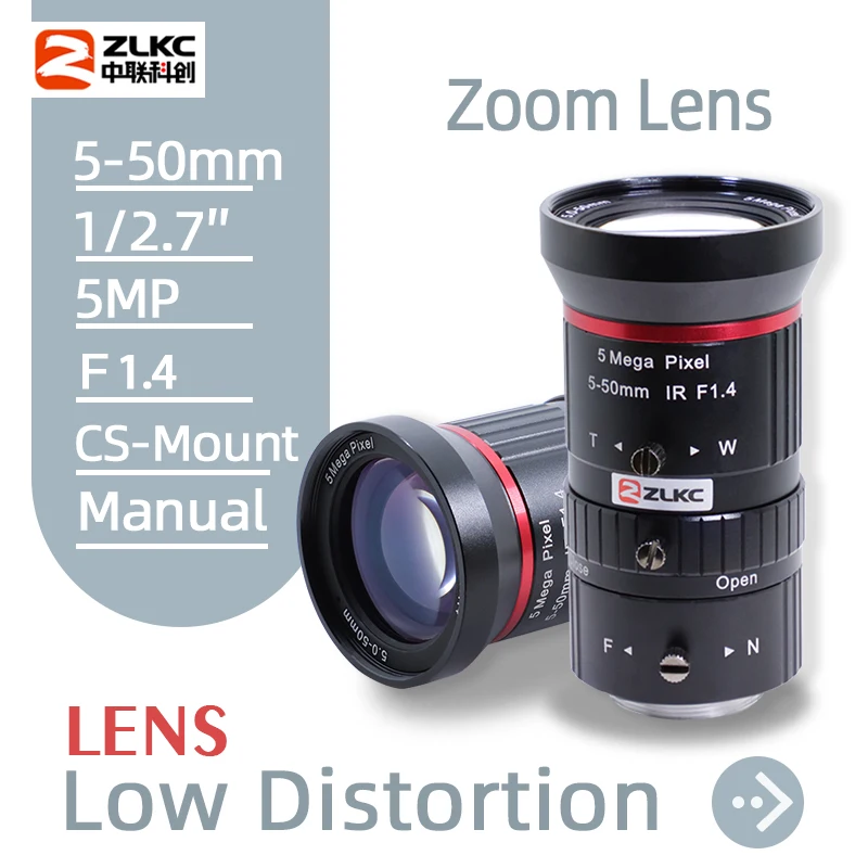 ZLKC 5-50 mm Varifokálna šošovka 1/2,7 palca CS MONT HD 5MP F1.4 Manuál IRIS CCTV Časti ZOOM ZOME PRE VIDEA DORUKA CAMERA