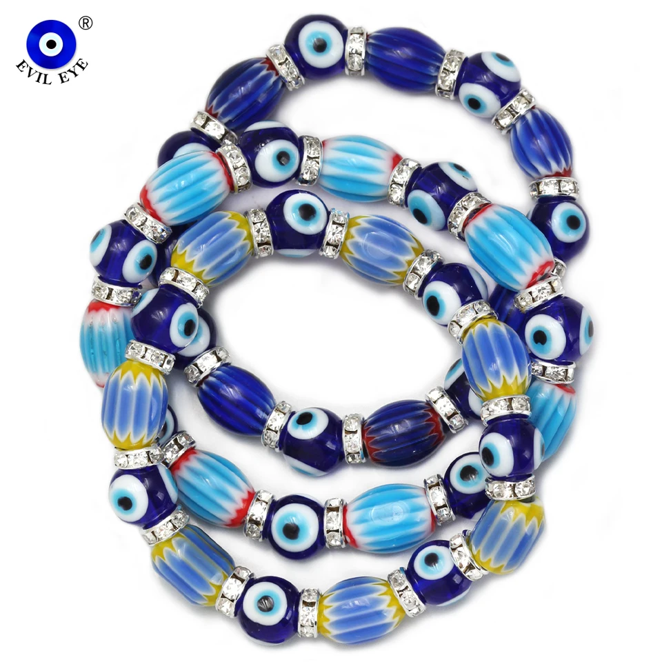 Zlo Eye Multicolor Glass Stone Práľby Náramok nastaviteľný modrý turecký zlo oka Korálkový náramok pre ženy Men módne šperky