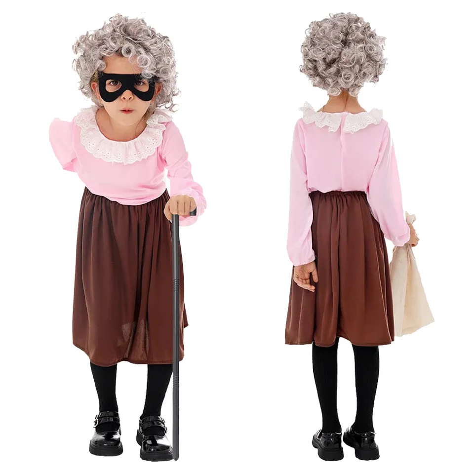 Zlodej babička kostým Kniha Deň ozdobné šaty dieťa staré dámy šaty Halloween cosplay girls cartoon gangsta babičky outfits