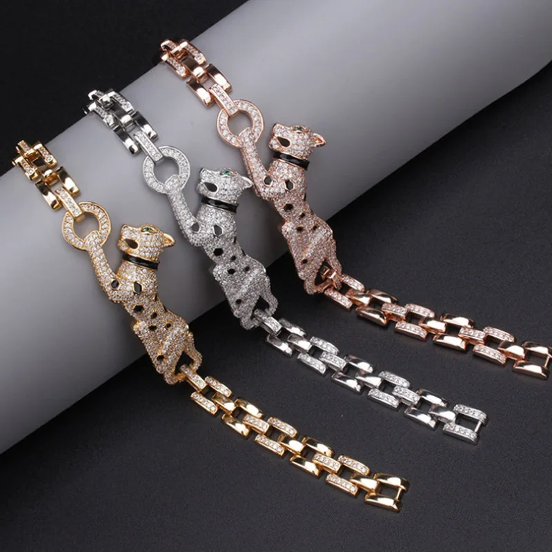 Zlxgirl luxusná značka ZLATNÁ FARBAL LEOPARD BRACELET PRE ŽENY A MEN Svadba Bijoux Perfect Mirco Dláždený zirkónový príslušenstvo