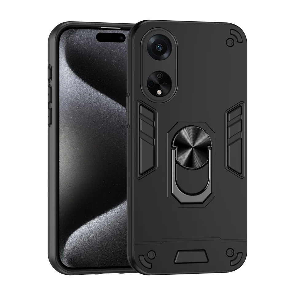 Zlámaný puzdro na stručný pancierový nárazový puzdro pre telefón pre OPPO A98 5G F23 CPH2527 Magnetický kovový držiak kovového prsteňa Soft