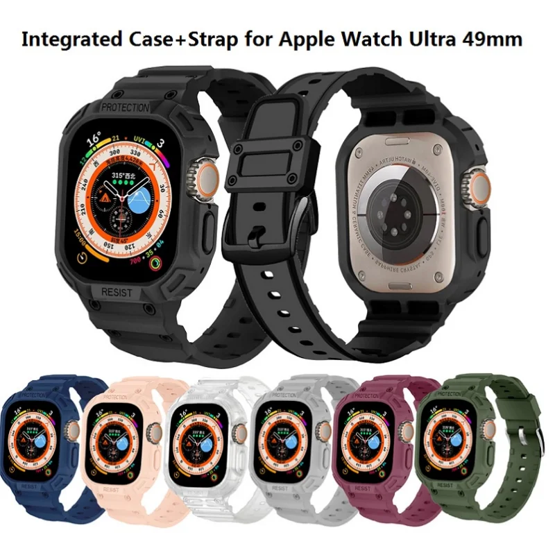 Zlámnuté brnenie integrované puzdro+popruh na všestrannú ochranu pred Apple Watch Ultra 49 mm