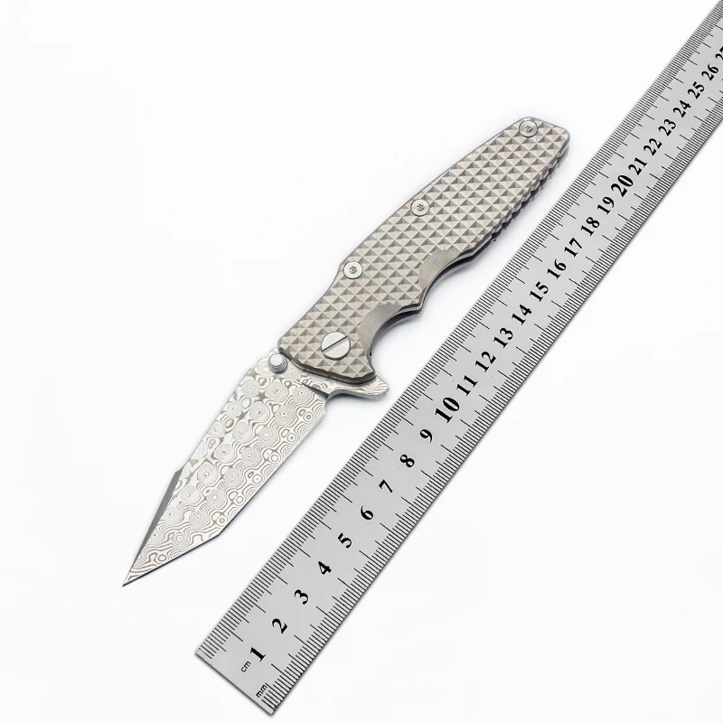 Zlé oči zvyčajné bránky Eklipse skladací nôž hladký ružový damascus čepeľ titánový rukoväť vrecko EDC outdoor prežitie Nástroje