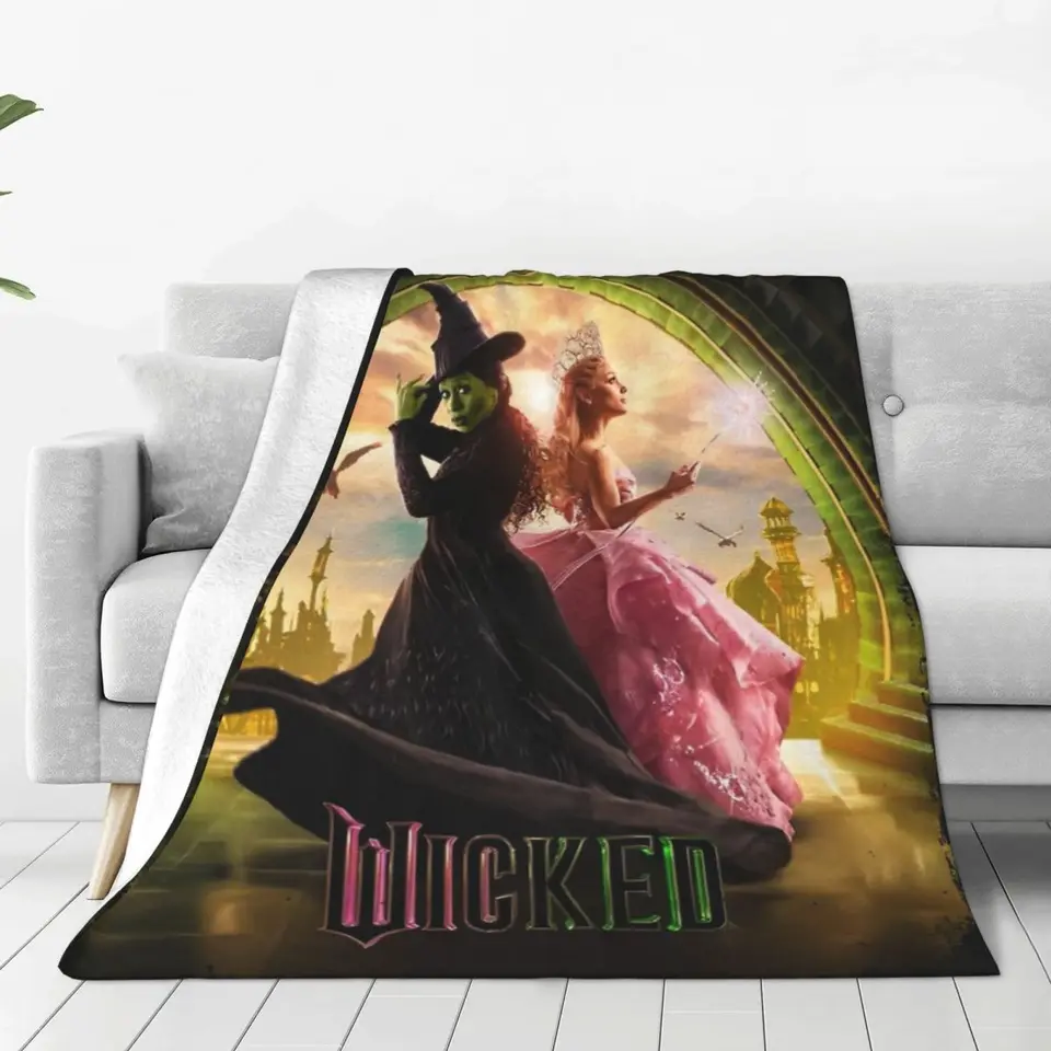 Zlý hudobný film zamatový hádzaný prikrývky Elphaba Glinda prikrývky pre pohovku cestovanie super teplý plyšový tenký prikrývka