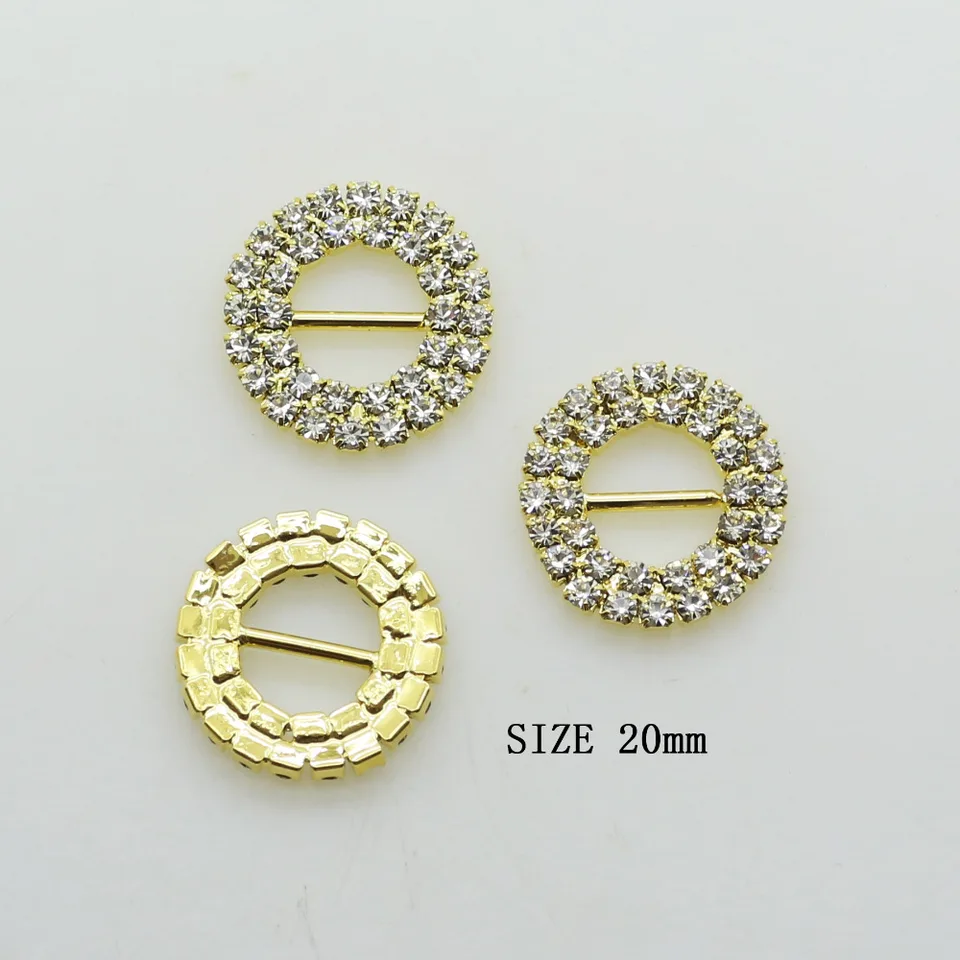 Zmasey Nové okrúhle kovové sponky 20 mm 10 ms/šarže krištáľové dekorácie Svadobné fit stužky a obuvové opasky odevné pracky