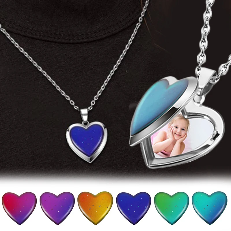 Zmena nálady Náhrny nálady Lakety Srdce Láska Prívesok Náhrdelník Kutníctvo Teplota Ovládanie fotografií Locket Choker reťaze módne šperky