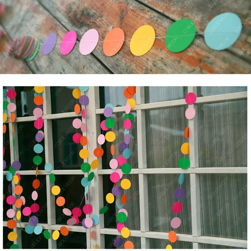 Zmiešajte dúhový farebný kruh Polka bodky garland banner bunting svadobná bábätká narodeninová oslava dekorácie dekorácie bodky zavesenie