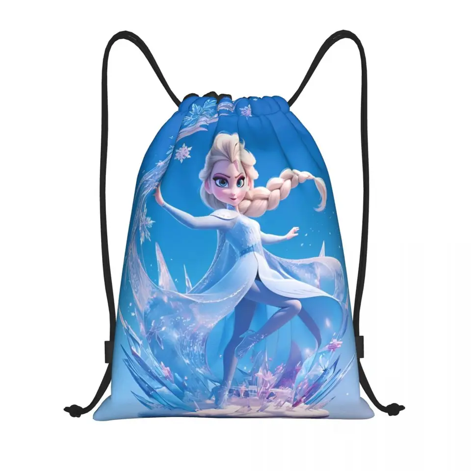 Zmrazená princezná Elsa natiahla batoh športovej telocvične vrecka Snow Queen String Bag na turistiku