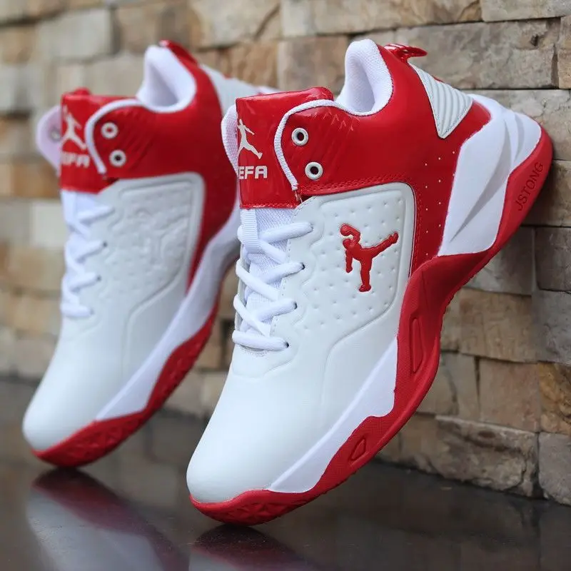 Značka Professional Pánske biele červené basketbalové topánky Pohodlné príležitostné tenisky Anti-Skid High-Top páry Ženy basketbalové topánky