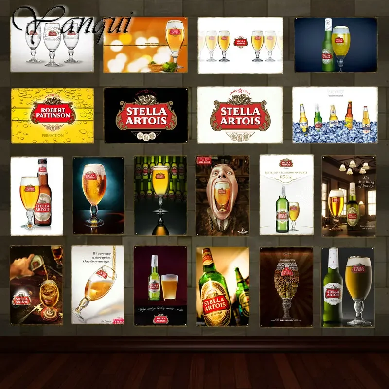 Značka retro vína pivo Stella Artois pivo cínový znak kovový plagát vintage plaketu nástenná maľba Nálepka slepka krčma pub