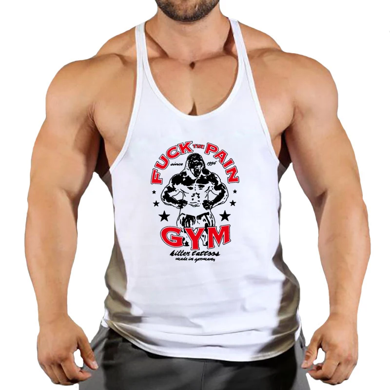 Značka svalová módna telocvičňa pánske podložky zadná nádrž Top rukáv bez rukávov Stringer oblečenie Kulturista Singlets Fitness Workout Sport košeľa