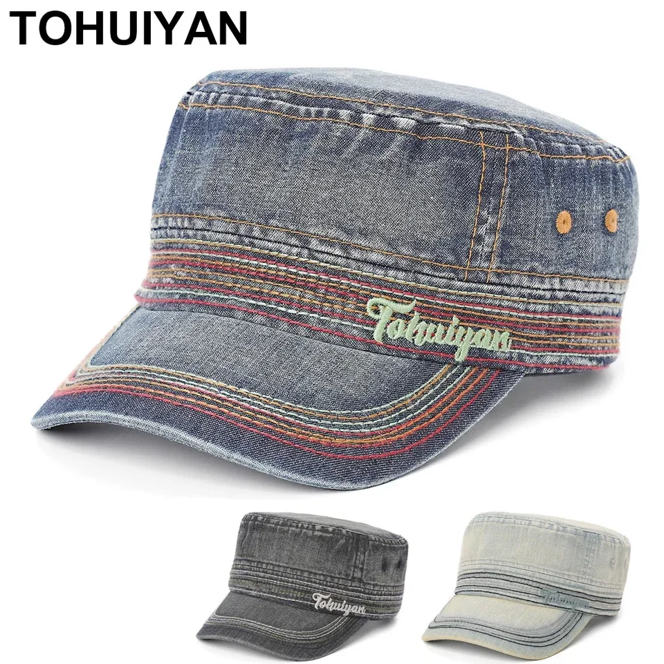 Značkovaný 2024 Unisex Militad Hat Casual Cotton Army Cap Módne ženy Ploché čiapky Spring letné kosti gorras kadet klobúky pre mužov