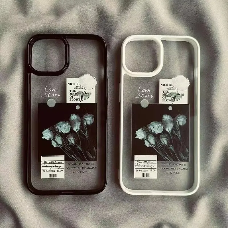 Značky INS Umelecký ružový telefón pre Xiaomi Redmi Note 12 11 13 Pro Plus 5G Redmi 14C 13C 12C 4G Poco X6 X5 Pro Clear Cover