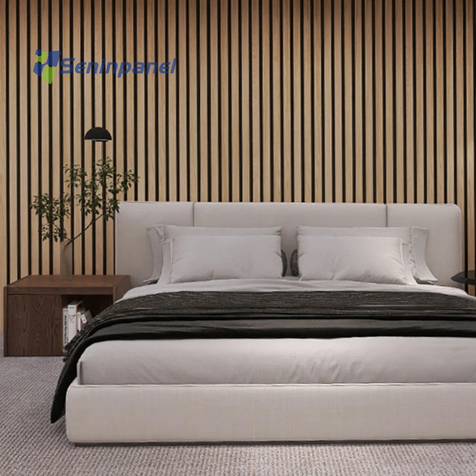 Znevrátená zvukovo zvuková jednotka absorbujúca stenu MDF Akupanel White Slat Drevené drevené akustické panely