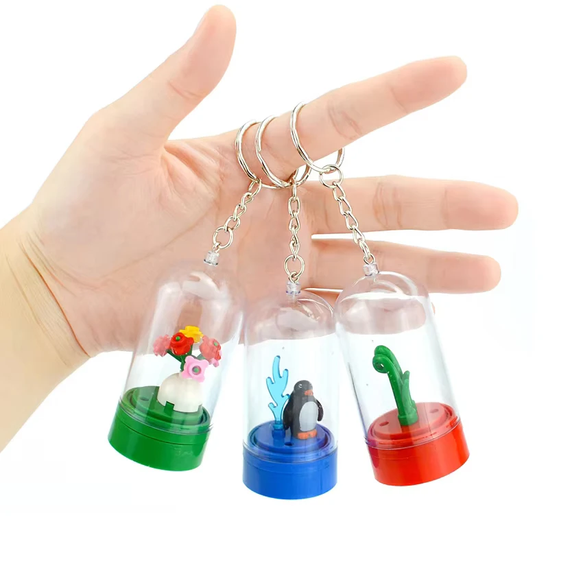 Zobrazenie 3ks na zobrazenie s Keychainshow Case Costomizované príslušenstvo stavebné bloky Leduo Creative Self-Locking Key Ring tehly