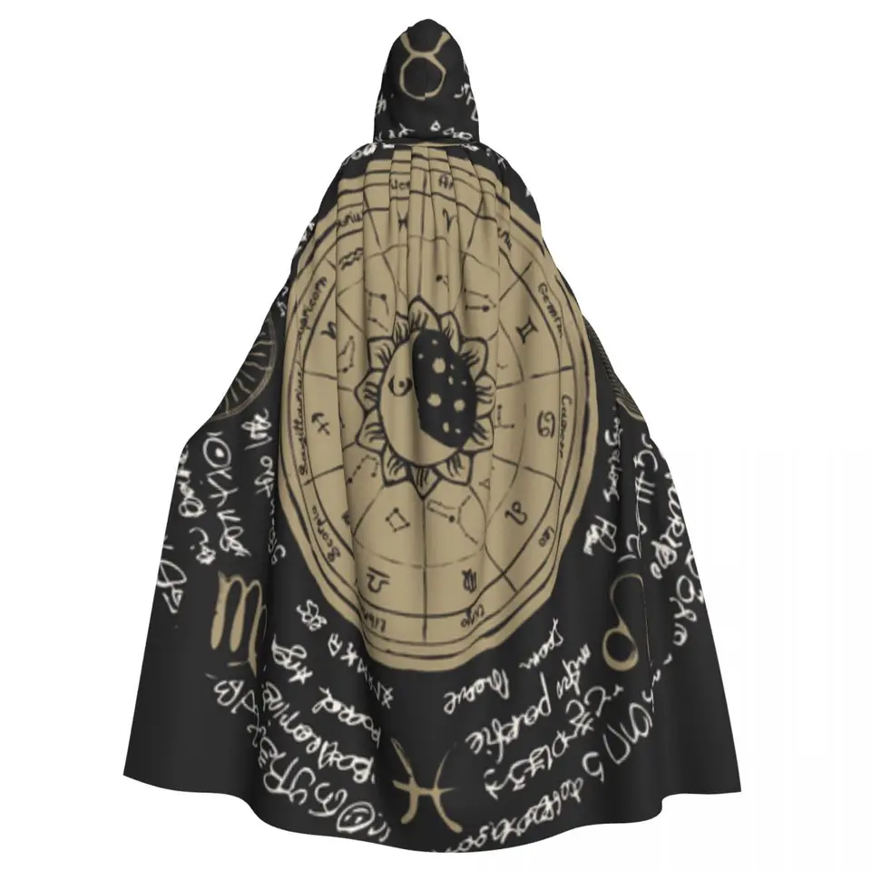 Zodiac konštelácie Slnko a mesačné kapucne plášť Halloween Cosplay kostým Vampire Diabol Wizard Cape Gown Party