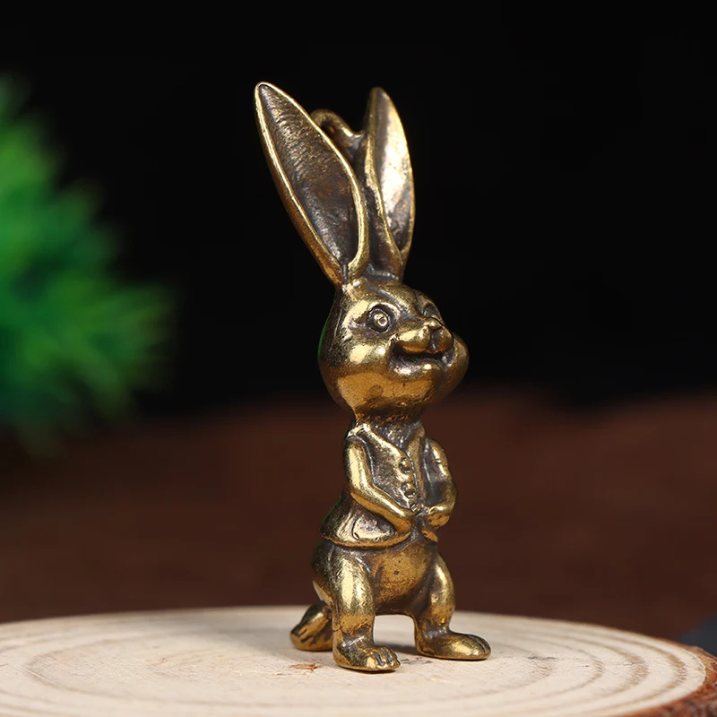 Zodiak zvieracie králičie figúrky mosadzné auto Keychain Prívesky Vinobranie domácich majstrov šnúrku zavesenie šperkov Ženy Men Keyring Decoration Darček