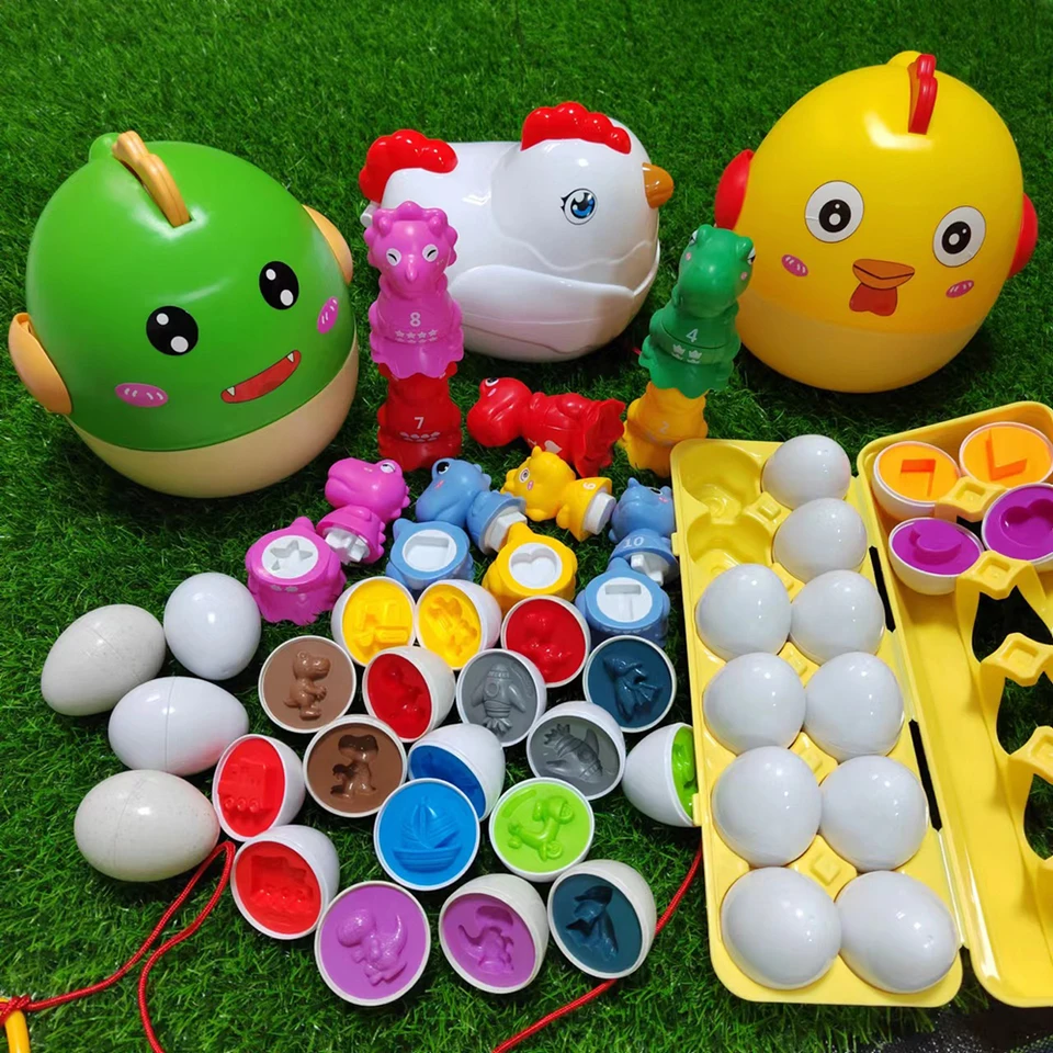 Zodpovedajúce inteligentné vajcia hračky pre deti 3D puzzle Montessori vzdelávacie hračky hračky farebný tvar Sorter