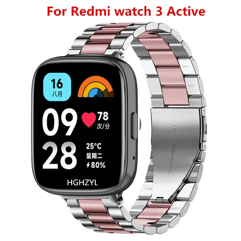 Zohatinný pás pre Redmi Watch 3 Active Strap Smart Watch Metal Bracelet Belt pre Xiaomi Redmi Watch3 Active