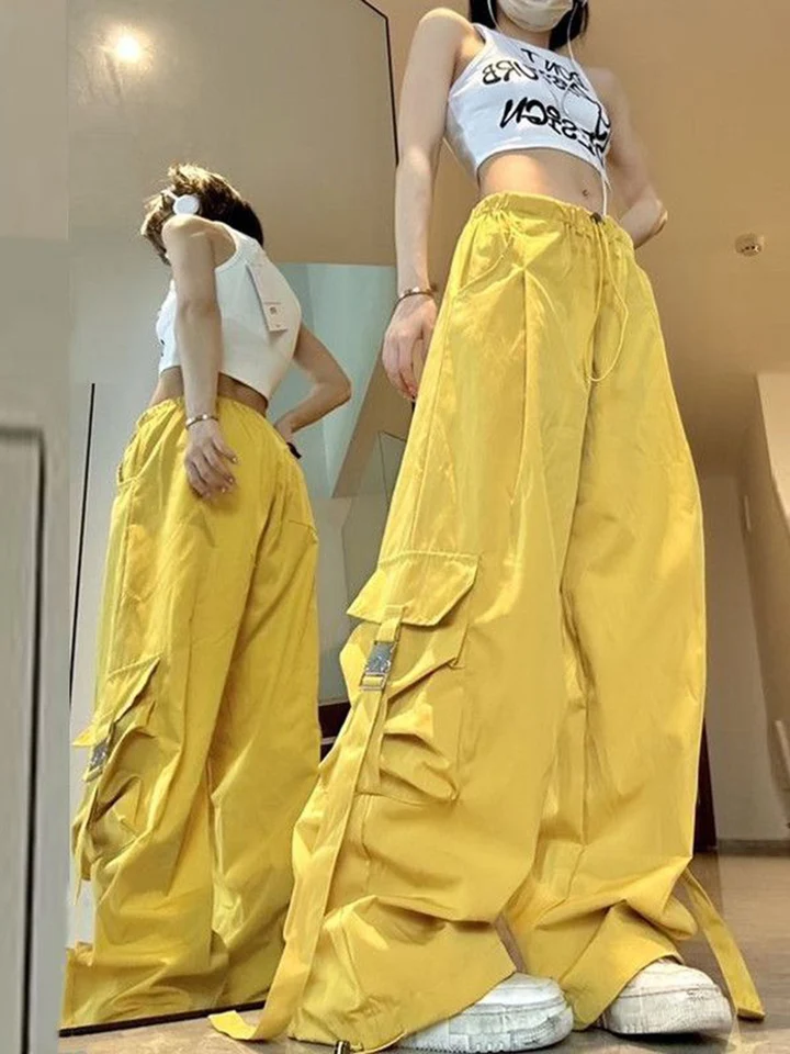 Zoki vinobranie harajuku y2k nákladné nohavice Ženy veľké vrecká Hip Hop Streetwear nohavice American Retro Loose Bf Casual Wide Leg Pants