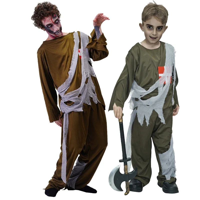 Zombie kostým pre dospelých detí muži cosplay halloween chlapci rola rola hraním oblečenia Rodinné šaty na párty kostýmy RZ6592