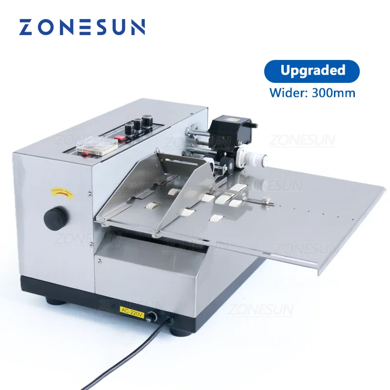 ZONESUN Širšia verzia Automatická pevná atramentová kódovacia stroja Dátum Tlačiareň Expiry Produkcia Dávka Čísla štítku Papier My-380FW