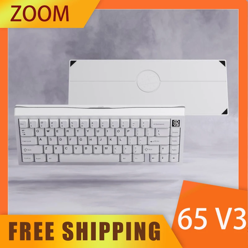 Zoom65 V3 Prispôsobená mechanická klávesová súprava Hliníková zliatina Vlastná obrazovka Tri režim RGB Gaming Klávesnica