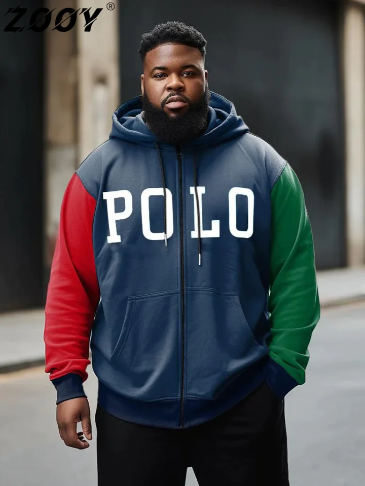 Zooy (L-9xl) Pánske plus zábavné farebné bloky Cast Osobnosť kvetinový trend Street medveď plameň plameň graffiti módny dlhý rukáv SPOR