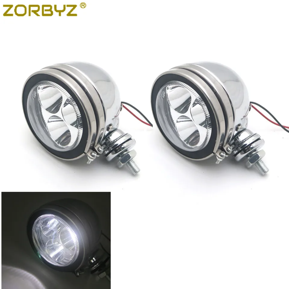 Zorbyz Chrome Motocykel kovový retro LED prechádzanie hnacou hnacou hmlovou hmlovou hmlovou pre harley kaviareň pretekár bobber chopper custom