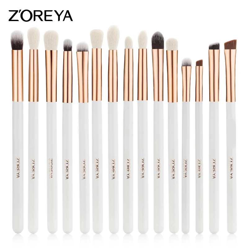 Zoreya biely make -up kefy Nástroje na očné tiene Miešanie očných viečok make -up sada shader obočie brochas maquillaje