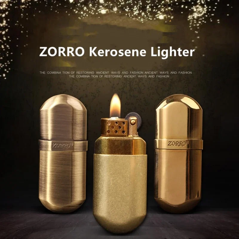 Zorro retro mosadz petrolej ľahší benzínový kovový kovový vetrový brúsok