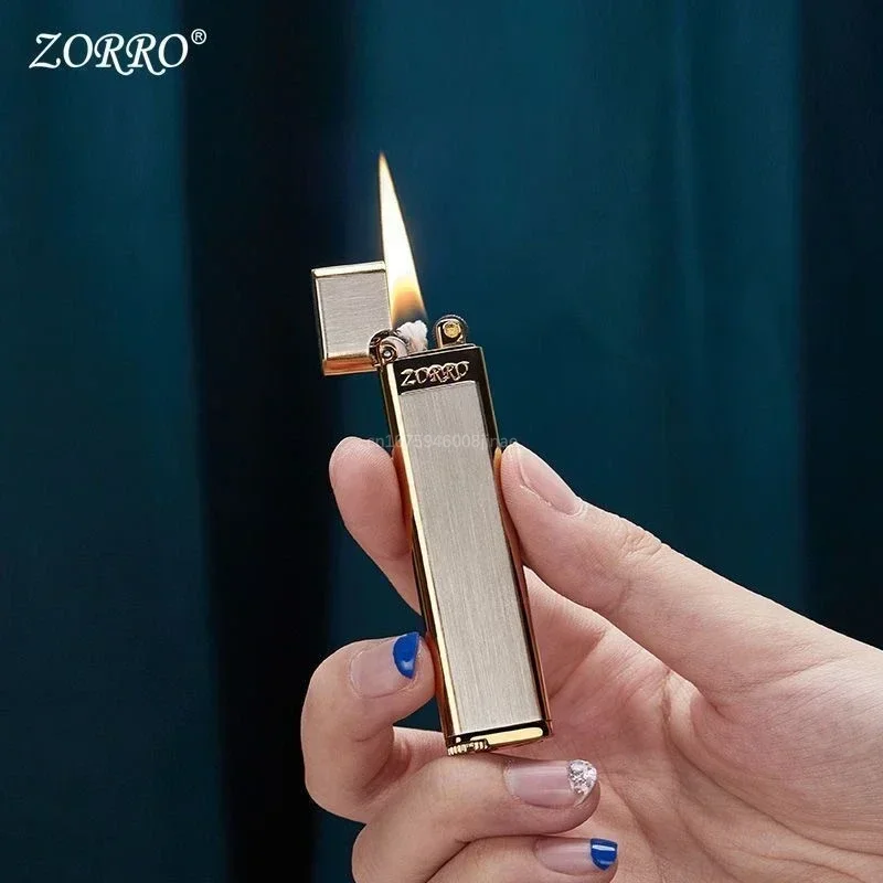 Zorro ultra tenký kovový petrolejový ľahší kreatívny brúsny koleso typu ľahké prenosné fajčenie príslušenstiev pre mužov