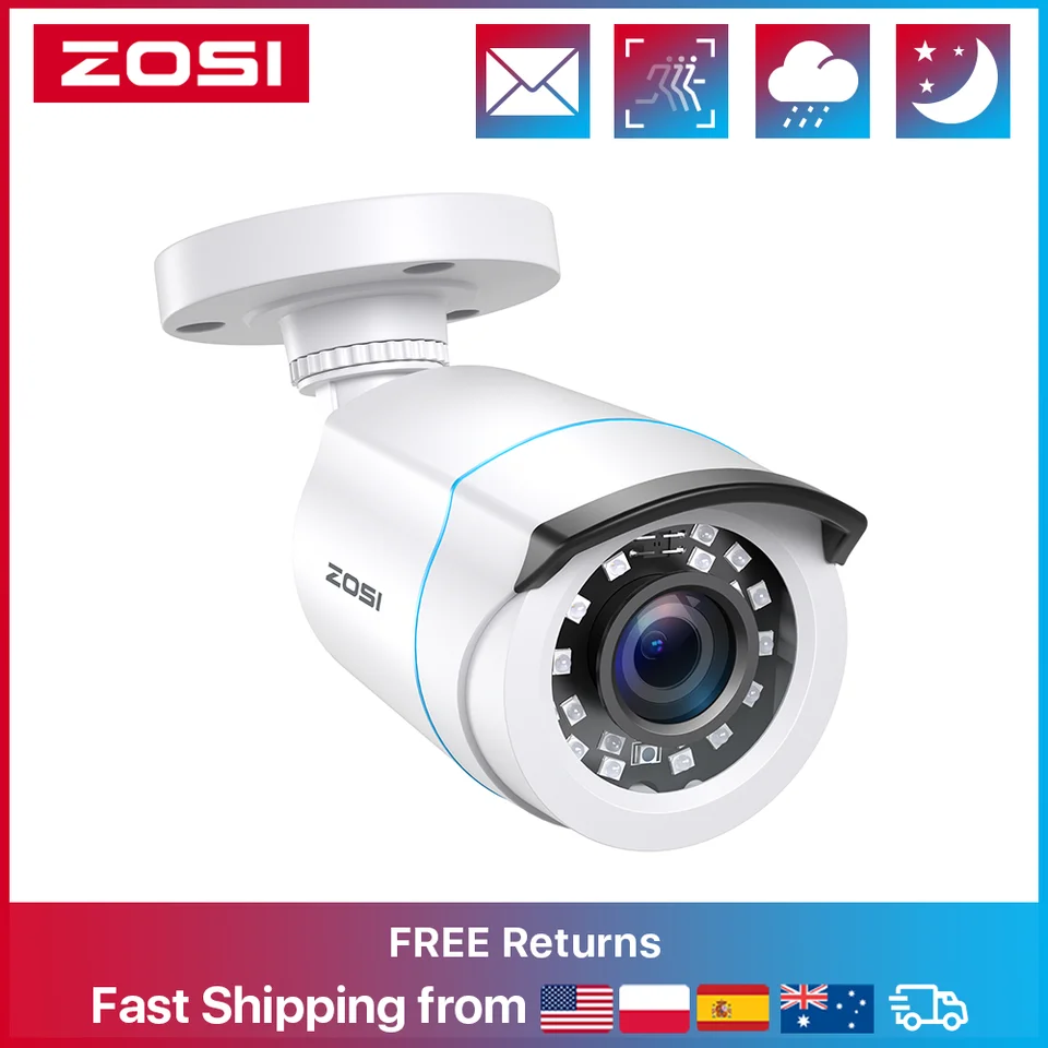 Zosi 1080p 4-v-1 TVI AHD CVI CVBS Outdoor Video Surveillance HD poveternostné vplyvy 100 stôp Denná noc domáca bezpečnosť Bullet CCTV Fotoaparát
