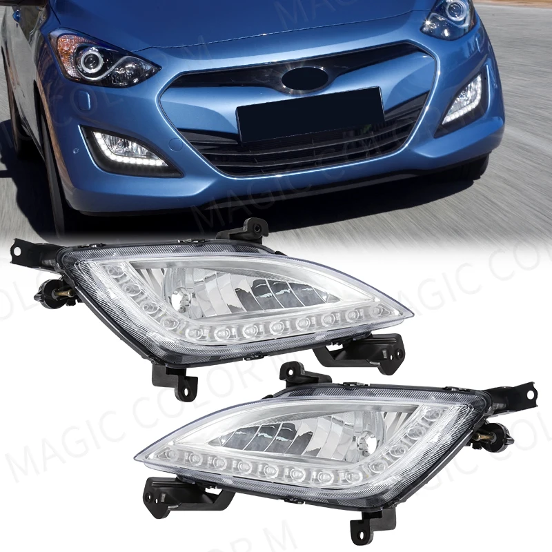 Zostava hmlovej lampy pre predný nárazník pre auto pre Hyundai Elantra GT I30 2012 2013 2014 2015 2016 LED DRL DENNE RUDOVANÉ Svetlá Accessorie