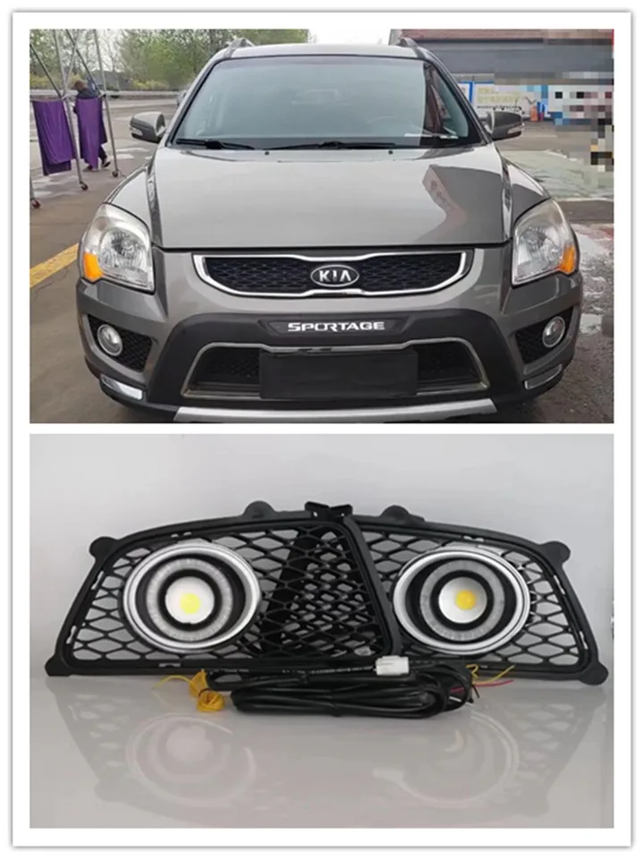 Zostava LED hmlové svetlá pre Kia Sportage 2008 20019 2010 2011 2012 2013 2013 Predný nárazník hmlová lampa náhradné anjelské eye denné svetlo