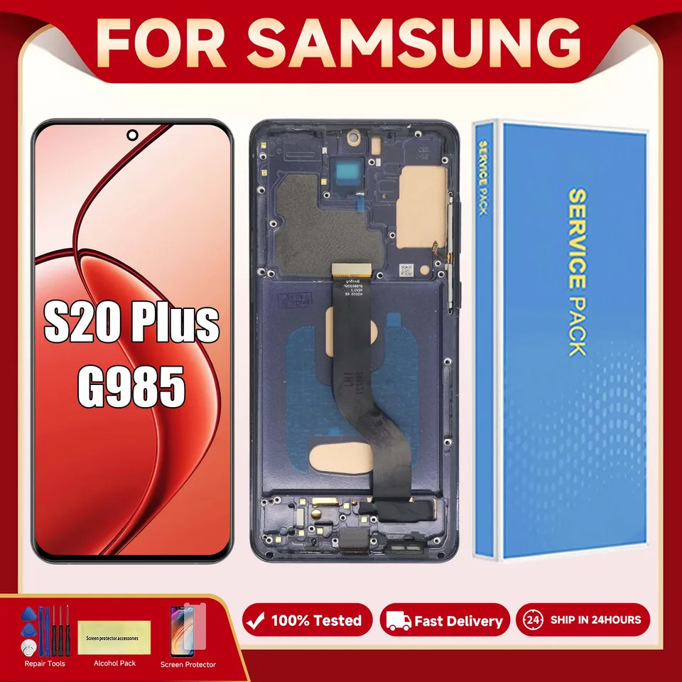 Zostava obrazovky TFT S20 Plus pre Samsung Galaxy S20 Plus S20+ G985F G986F LCD Zobrazenie digitálnej dotykovej obrazovky s rámom