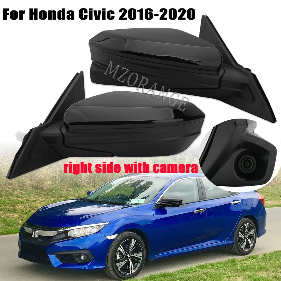 Zostava skla spätného zrkadla pre Honda Civic 2016 2017 2018 2019 2020 KAMERA BODY HELNÉ ZRIERORY Kryt Ráme Objektív slepé miesto