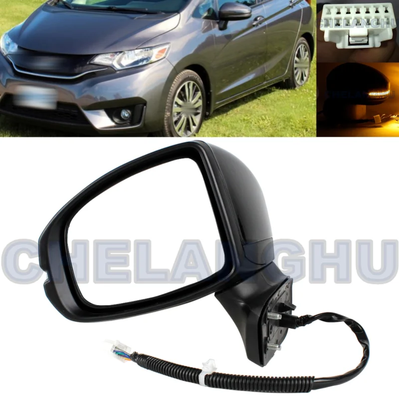 Zostava zrkadla pre Honda Fit ex LX 2015 2016 2017 2018 2019 2020 Zostupne 7pins Čierne maľované vyhrievané nastavenie napájania Turn Light