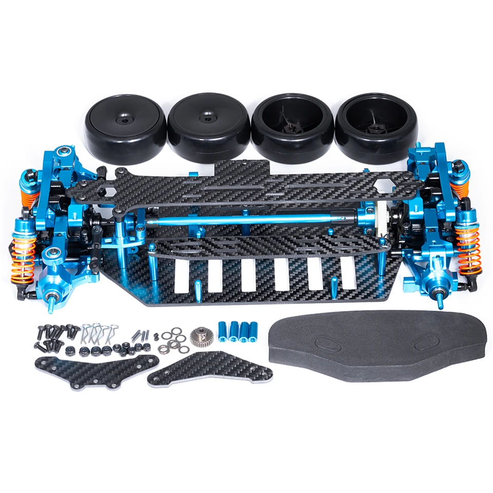 Zostavená súprava podvozku uhlíkových vlákien pre 1/10 RC Model Car Tamiya TT02 Aktualizované diely